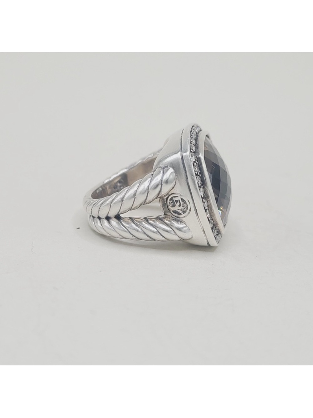 DAVID YURMAN ALBION MOONLIGHT ICE 17MM SMOKY QUARTZ DIAMOND RING SIZE 6 - Picture 4 of 16